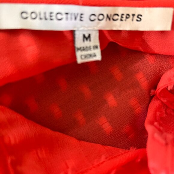 Collective Concepts Top Swiss Dot Peasant Coral Size M - Picture 8 of 9